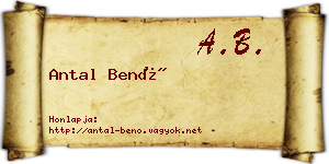 Antal Benő névjegykártya