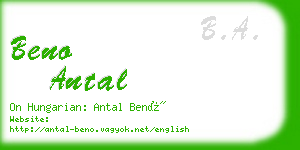 beno antal business card